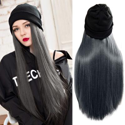 China COMMON Cyan Wig Beanie Winter Hat, Novelty Long Hair Winter Hat for sale