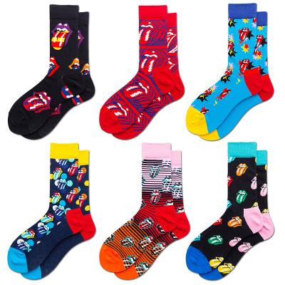 China QUICK DRY Customize Fun Happy Logo Knitting Pattern Fashionable Crew Socks, Elasticity Novelty Patterned Socks Wholesale for sale