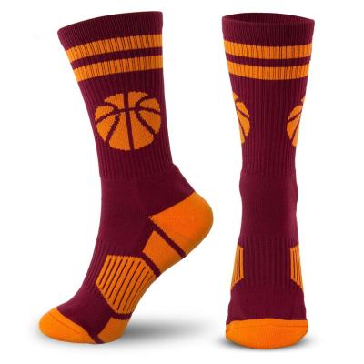 China Breathable Mens Cotton Lining Anti Slip Cushioned Basketball Socks For Mens Boy for sale