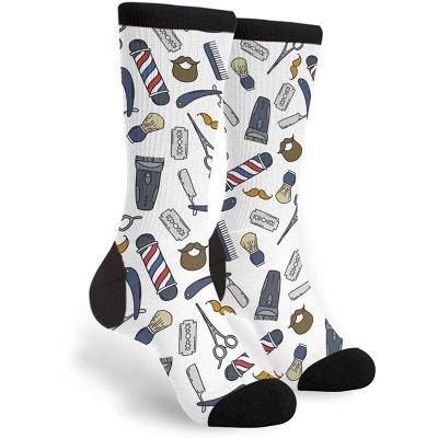 China QUICK DRY Polyester Blank Spandex Sublimated Sports Socks Custom Design White Sublimated Pattern Fabric Color Socks for sale