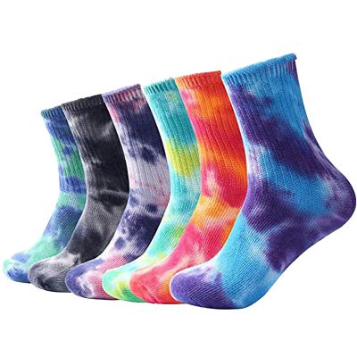 China Logo Color Size Sport Fashion Custom Breathable Tie Dye Socks Wholesale Breathable High Quality Soft Women Girls Men Tie Dye Socks for sale