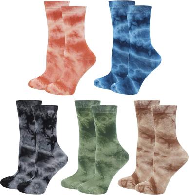 China Breathable Custom Free Size Fabric Stripe Cotton Tie Dye Elastic Crew Ankle Socks for sale