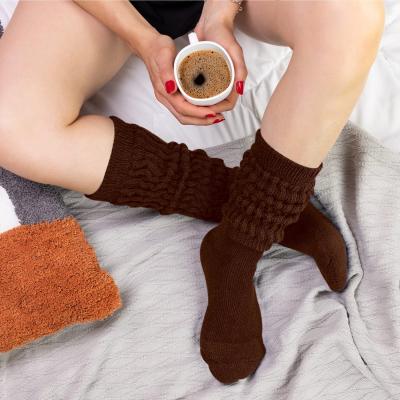 China Breathable Custom Design Thick Winter Socks High Tan Slouh Socks For Ladies Winter Long Girls Woman for sale