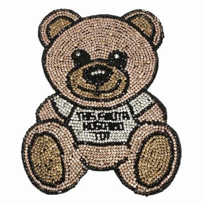 China Bags Large Size Hand Made Teddy Bear Brown Black And White Rhinestone Beads Embroidery High Quality Accessory for sale