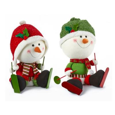 China Gift & Wholesale Large Decoration Snowman Head Decor For Home Christmas Plush Snwoman Standing Doll for sale