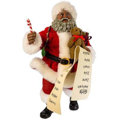 China Gift & Decorative black Santa with list and candy cane for home decoration for sale