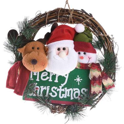 China OEM & ODM Merry Christmas Hanging Santa Claus Wreath Wall Garland for Outdoor Decoration for sale