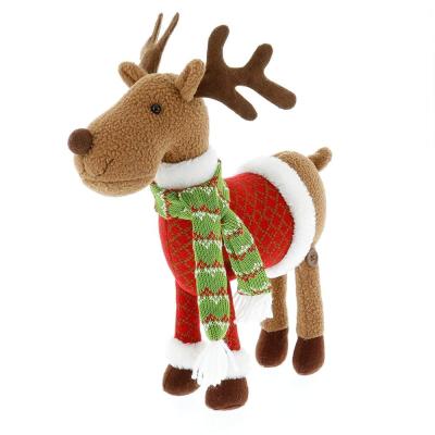 China Gift & Standing Decoration Gray Red Large 12inch - Christmas Decoration Novelty Character Plush Christmas House Reindeer for sale