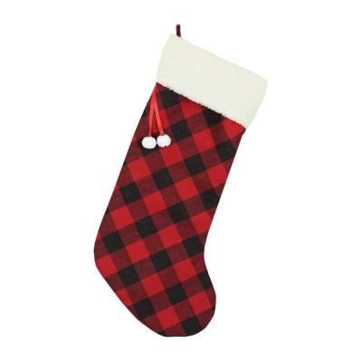 China New Christmas Decoration Christmas Gifts Plaid Socks Christmas Tree Printed Stocking Holder for sale