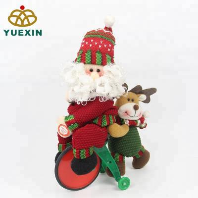 China Gift & New Design Christmas Plush Santa Claus Decoration And Deer Riding Bike For Kids for sale