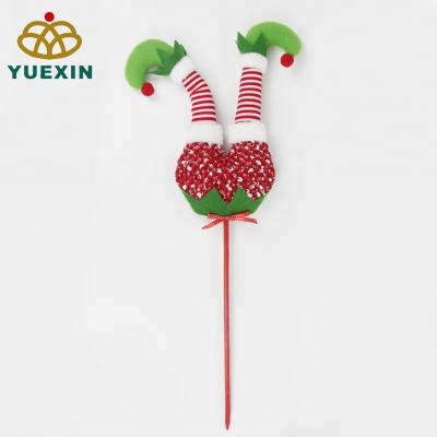 China Gift & Decoration 25 Inch Red And Green 3D Elf Leg Shape Christmas Decoration Custom Stick for sale