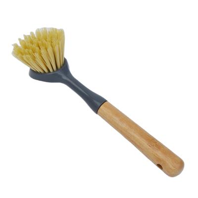 China Sustainable Environmental Protection Portable Dish Brush With Bamboo Handle Kitchen Dish Brush Kitchen Sink Cleaning for sale