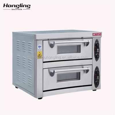 China Electric Commercial Bread Double Deck 2 Trays Pizza Oven With Stone for sale