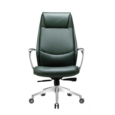 China Green Leather PU Chair Executive Meeting Furniture Swivel Ergonomic Home Office Revolving Chair for sale