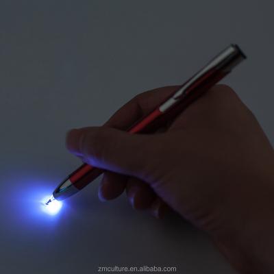 China 2022 Popular Multifunctional Led Light Metal School Ballpoint Pen Lighting Up Logo Screen Stylus Ballpoint Pen for sale