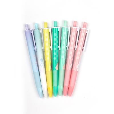 China Refill Gel Plastic Pen Cute Office Stationery Ink Pen Retractable Plastic Soft Grip 0.5mm Click Tip for sale