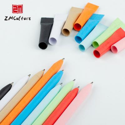 China School Ball Pen New Arrival Eco Pen Recycle Straight Styles With Logo Ballpoint Paper Pen Customized Colorful for sale