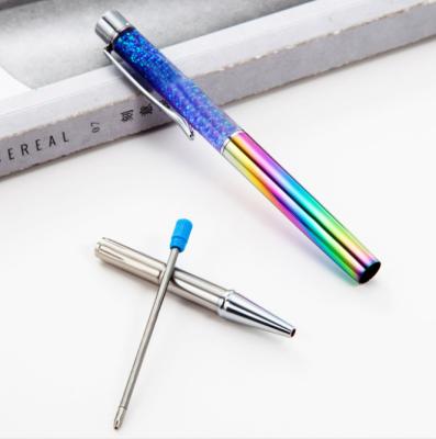 China Crystal Metal Ball Pen With Design Pen New Arrival DIY Quicksand Private Label Beautiful Metal Quicksand Tip Advertising Gift Luxury Ballpoint Pen for sale