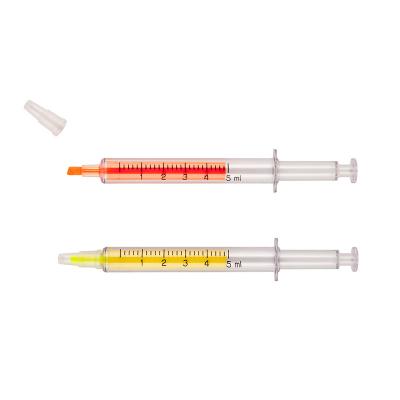 China Plastic Multicolor Highlighter Bar Pen Smooth Writing For School Needle Syringe Shape Highlighter Bar New Arrival Pen Novelty Needle Syringe Shape Highlighter Bar And Office for sale