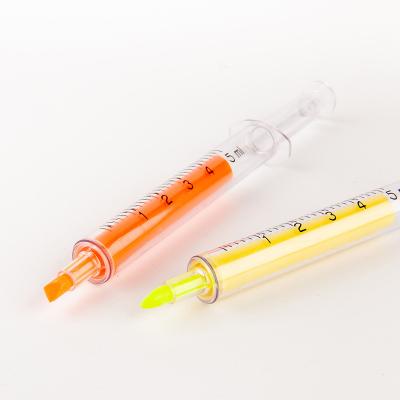 China High Quality Syringe Design Pen High Quality Syringe Design Color Highlighter Bar Promotional Plastic Marker Pens for sale