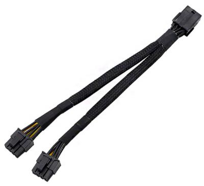 China Cheap Computer Factory Price PCIe 8 Pin To Dual 8 (6+2) Pin Splitter Adapter Express Power Supply Braided Cable For Graphics Video Card for sale