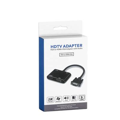 China New VGA to HDMI Adapter Dual Monitor Video Converter Splitter Male to Female for Computer Laptop Support Audio for HDMI port MGL0517 for sale