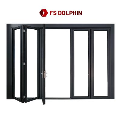 China High Quality Heat Insulation Aluminum Bifold Doors Patio Folding Folding Door 75 80 85 Tempered Glass For Home Hotel Villa for sale