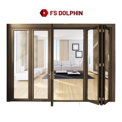 China Modern Simple Luxury Frameless Interior Folding Door Heat Insulation Pation Folding Door For Villa Home Hotel for sale