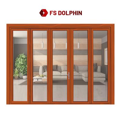 China Heat Insulation Patio Doors Simple Lightweight Black Cheap Folding Glass Folding Door System Good for sale