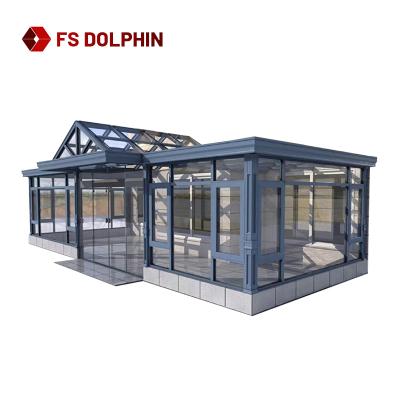 China Modern Unique Design Tempered Glass Sunrooms Customizable Triangle Glasses House Aluminum Frame Conservatory for sale