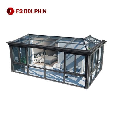 China Modern Design Waterproof Popular Aluminum Frame Sunroom Glass Solution For Balcony And Garden for sale