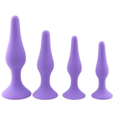 China Silicone 4-piece smooth silicone Starter Starter anal butt plug set for adult men for sale