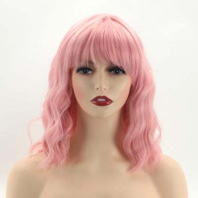 China Body Wave Wig For Women Synthetic Short Wig Mechanism Headwear Fiber Wavy Curling High Quality Wig for sale