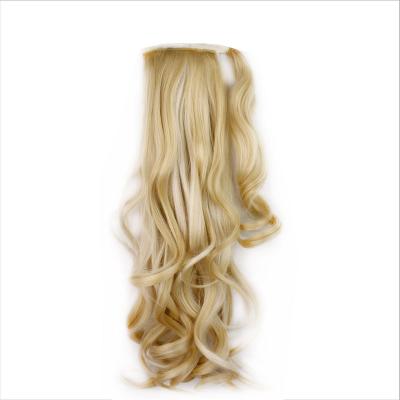 China Silky Straight Wave Good Quality Cheap Running Synthetic Wrap Around Ponytail Hair Extensions for sale