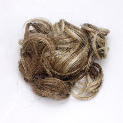 China Hot Selling High Quality Heat Resistant Synthetic Hair Pieces Cute Curly Mixed Color Scrunchy Hair Pieces for sale