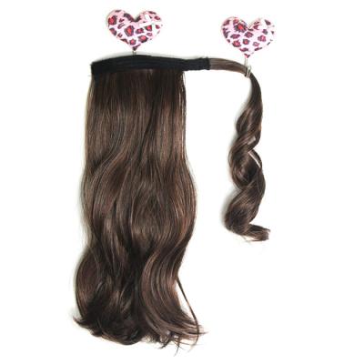 China Good Quality Jerry Curl Curly Short Synthetic Heat Resistant Wrap Around Ponytail Hair Extension for sale