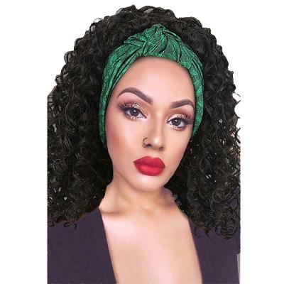 China Curly Wig Afro Kinky Curly Headband Curly Hair Headwrap Drawstring Wrap Wigs For Women Hot for sale