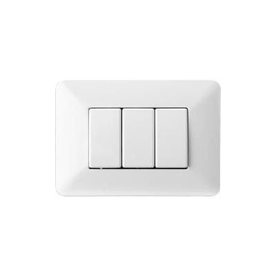 China High Quality Residential Universal Three Row Push Button Wall Switch Solid Color South American Standard Residential / Multi-Purpose for sale