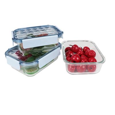 China 10-Pack Microwavable Rectangle Meal Prep Containers 370ml+1040ml BPA Free Glass Food Storage With Airtight Lids For Lunch for sale