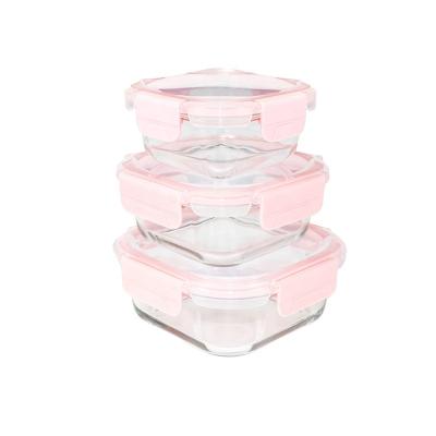 China Microwavable Meal Containers Bento Lunch Box Glass Leakproof Food Storage Container Sets Borosil With Silicon Lid for sale