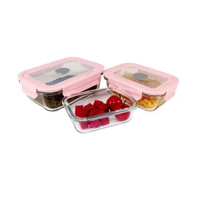 China Wholesale Hot Sale Microwavable Borosilicate Glass Food Storage Container Food Storage Container Set Glass With Vent Lid for sale