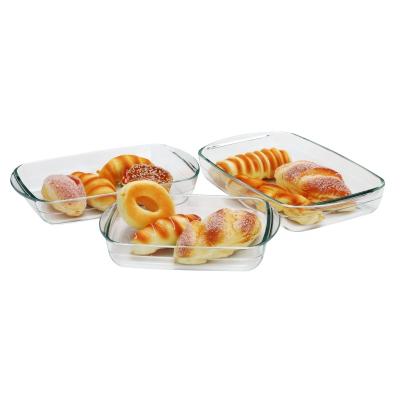 China High Sustainable Borosilicate Glass Bakeware Dish Set Tray Oval Glass Baking Pan for sale