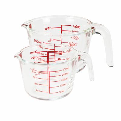 China Kitchen Use 250ml 500ml 1000ml High Borosilicate Glass Jug Viable Measuring Glass Measuring Cup Set With Measurements for sale