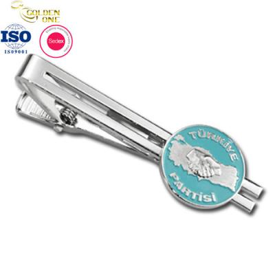 China 55mm Shirt Tie Clip Silver 2D Raised Matte Soft Enamel Metal Blank Bar for sale