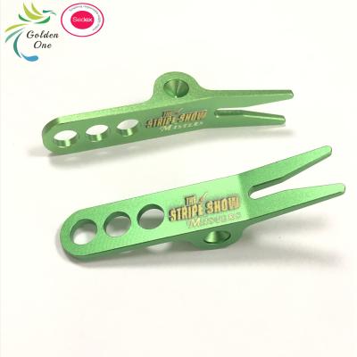 China Multifunctional Custom Laser Logo Design Folding Metal Golf Divot Repair Tool for sale