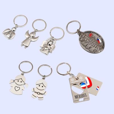 China Creative Personalized DIY Angel child Laser Engraved Metal Keyring Blank Promotion Gifts Custom Logo Steel KeyTags for sale