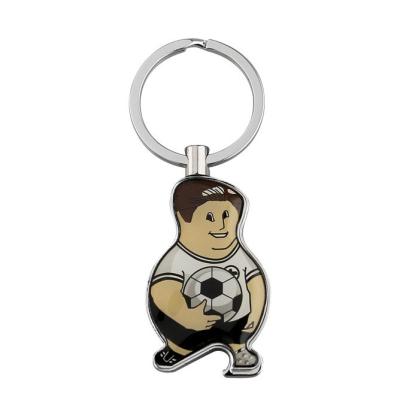 China Promotional football modern shiny silver plated metal soccer keyring event souvenir sports pendant keychain for men for sale