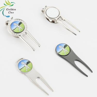 China  premium metal golf divot repair tool and ball marker golf design custom divot tool fork for sale