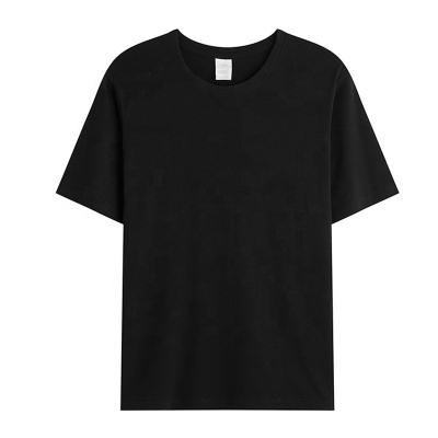 China High Quality Unbranded White Anti-pilling Heavyweight 250GSM Thick 100% Cotton Tops Stitch Logo Embroidered Black Custom T-shirt Men for sale