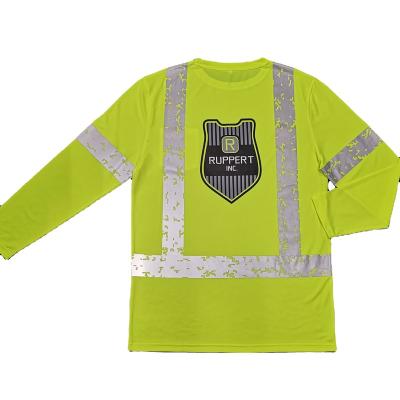 China Custom Made Reflective Reflective Stripe Reflective Industrial Uniform Workwear Safety Shirt Hi-Force Logo Stripes Long Sleeve Shirt for sale